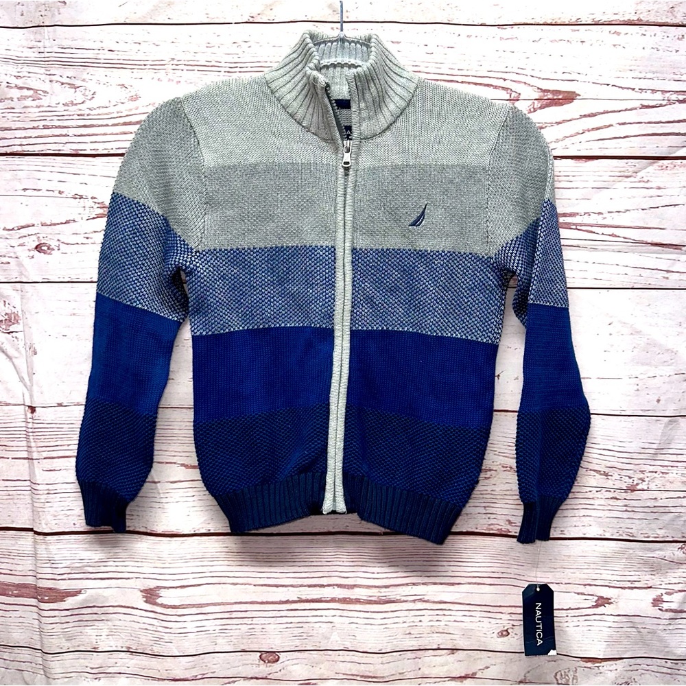 Nautica Block Stripe Zip Sweater Size 4